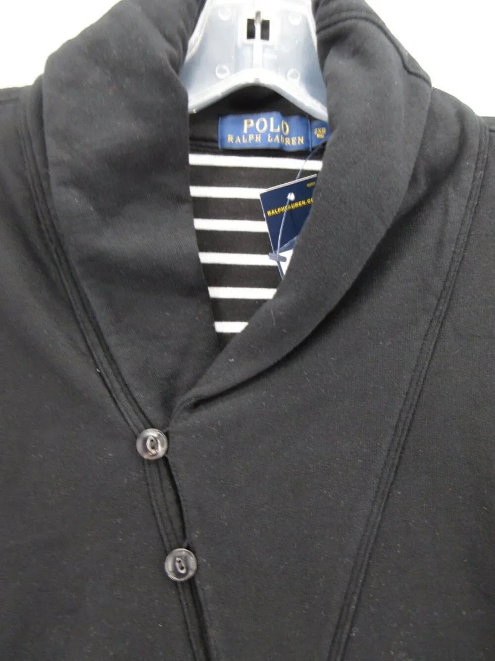 Polo Ralph Lauren Sweater 2XB Big Cardigan Shawl Collar Striped Lined